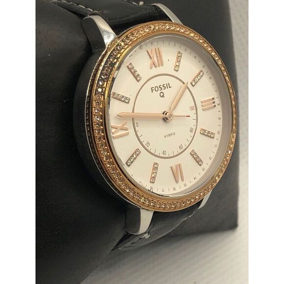 Fossil Q FTW5011 Women's Black Leather Analog White Dial Hybrid Smart Watch HK33 - Picture 3 of 9